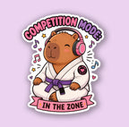 Kawaii Capybara In the Zone Jiu-Jitsu Sticker | Cute Holographic Sticker | Waterproof Vinyl Decal | Personalized Belt Rank