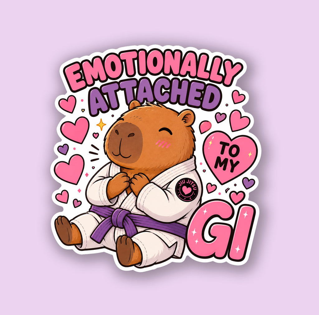 Kawaii Capybara Gi Love Jiu-Jitsu Sticker | Cute Holographic Sticker | Waterproof Vinyl Decal | Personalized Belt Rank |