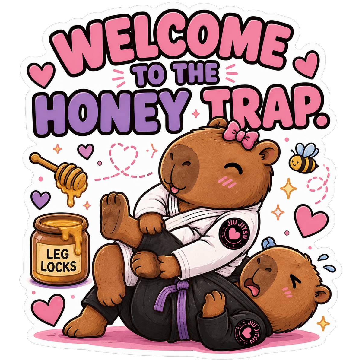 Capybara Jiu-Jitsu Sticker | Cute Holographic Sticker | Waterproof Vinyl Decal