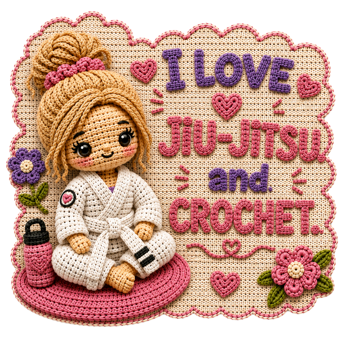 Jiujiteira Crochet Sticker Collection | 13 BJJ Stickers for Women | Jiu-Jitsu Sticker Pack | Crochet Stickers | Grappling Girl Gift