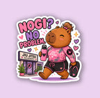 Kawaii Capybara NoGi? No Problem Jiu-Jitsu Sticker | Cute Holographic Sticker | Waterproof Vinyl Decal