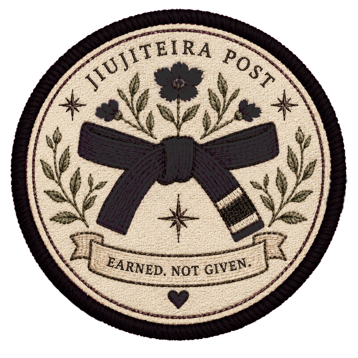 Earned, Not Given BJJ Rank Sticker | Embroidered Jiu-Jitsu Belt Sticker