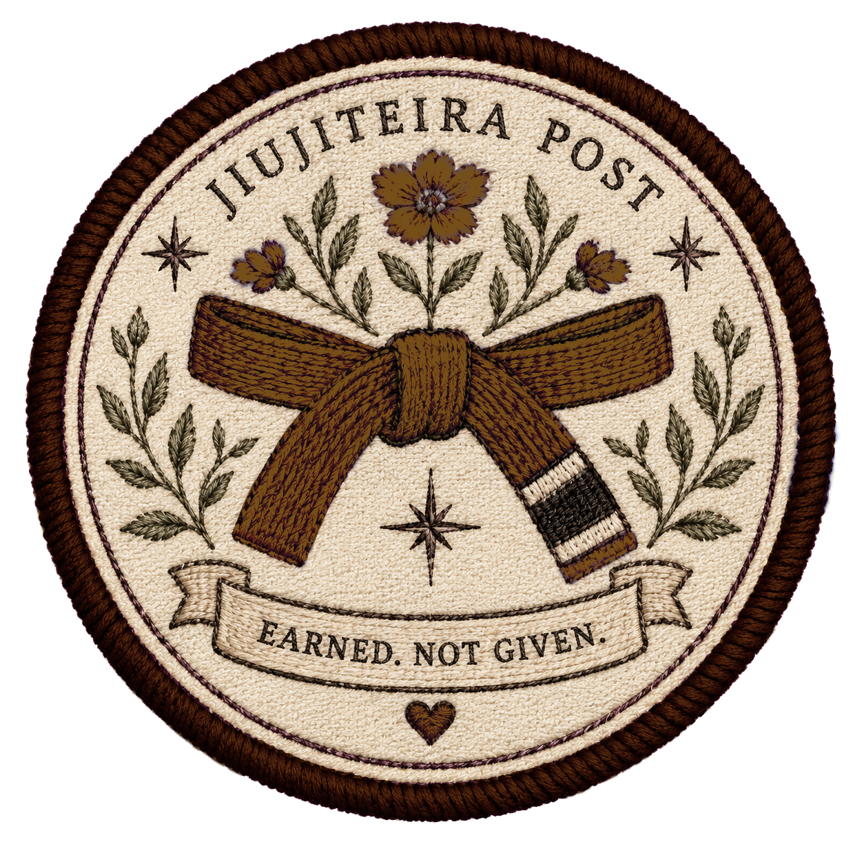 Earned, Not Given BJJ Rank Sticker | Embroidered Jiu-Jitsu Belt Sticker