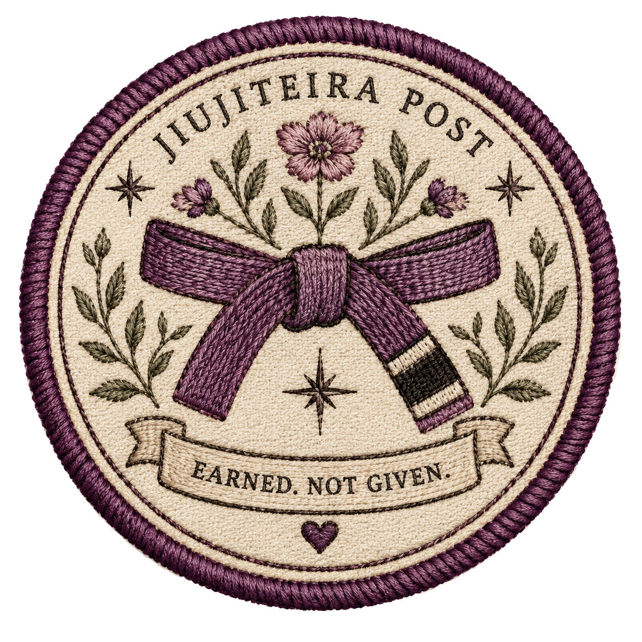 Earned, Not Given BJJ Rank Sticker | Embroidered Jiu-Jitsu Belt Sticker