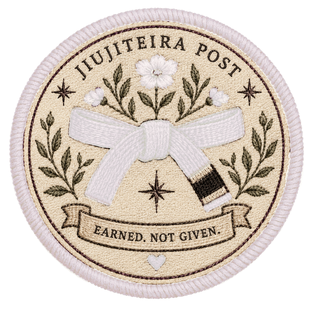 Earned, Not Given BJJ Rank Sticker | Embroidered Jiu-Jitsu Belt Sticker