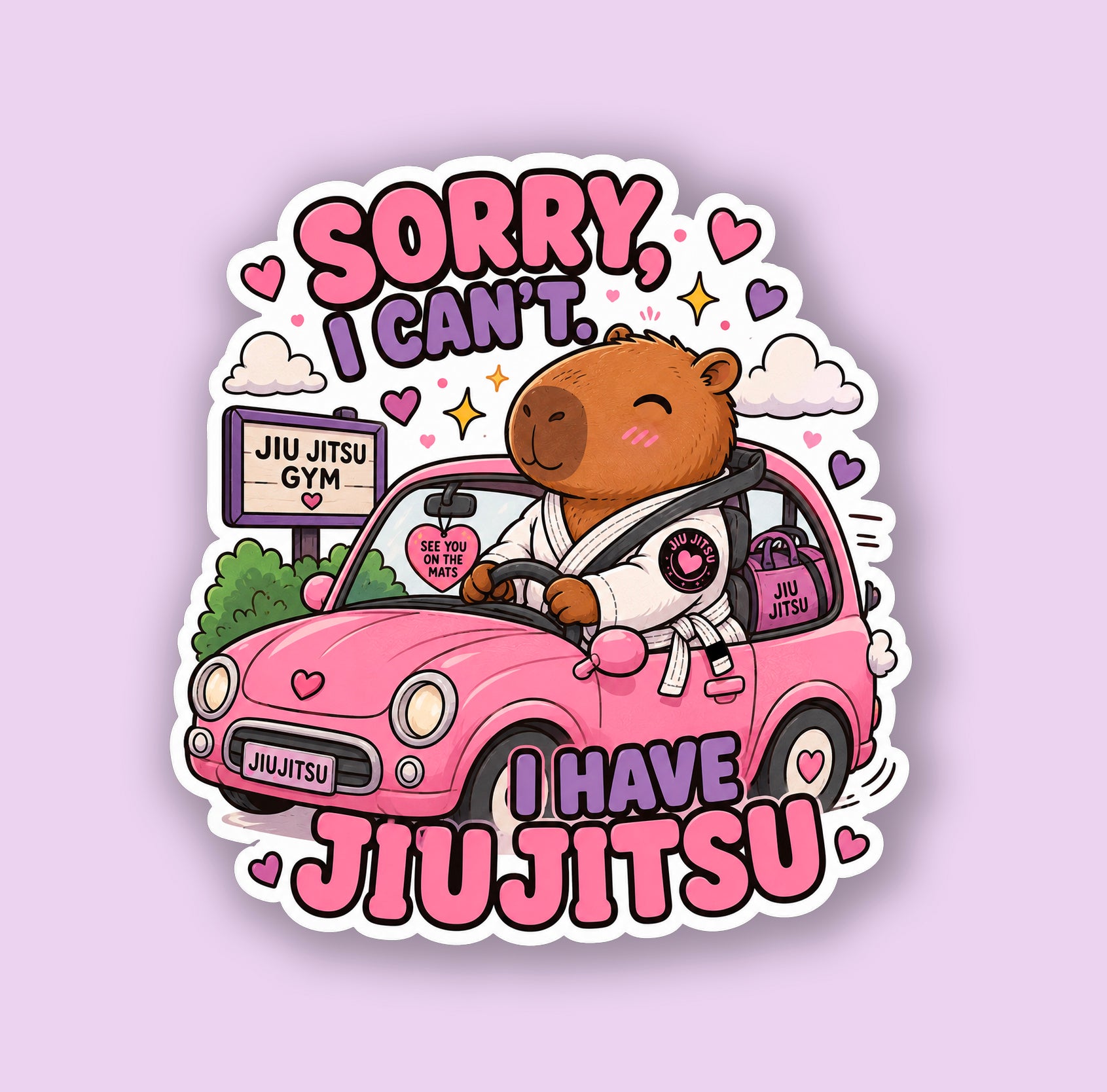 Kawaii Capybara I Have Jiu-Jitsu Sticker | Cute Holographic Sticker | Waterproof Vinyl Decal